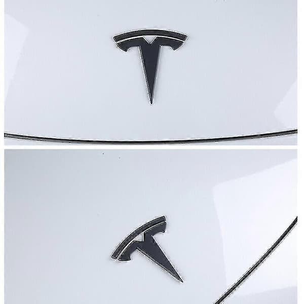 3x Mat Sort T-Logo Hætte Bagklap Rat Emblem til Tesla Model Y