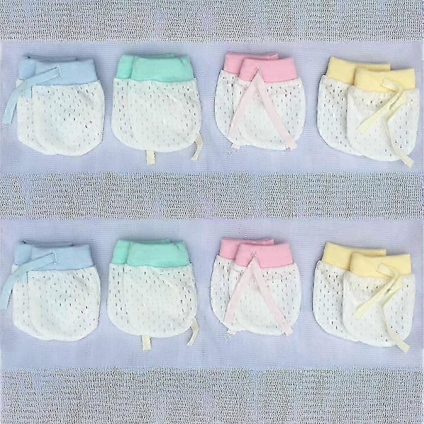 Baby Pojke Flicka Anti-Repa Silke Bomull Vantar Mesh Andningsbara Dragsko Handskar För Nyfödda Småbarn Spädbarn 8-Pack (eyelet Vante), 2024 Ping