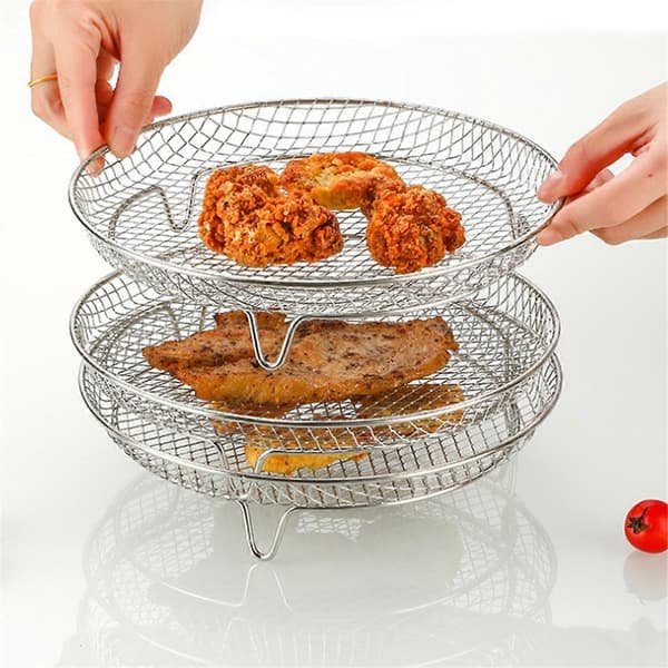 Fritösställ Fritös Dehydratorställ Multifunktionellt Stapelbart Galler Grillställ Meshdesign för 8 tum