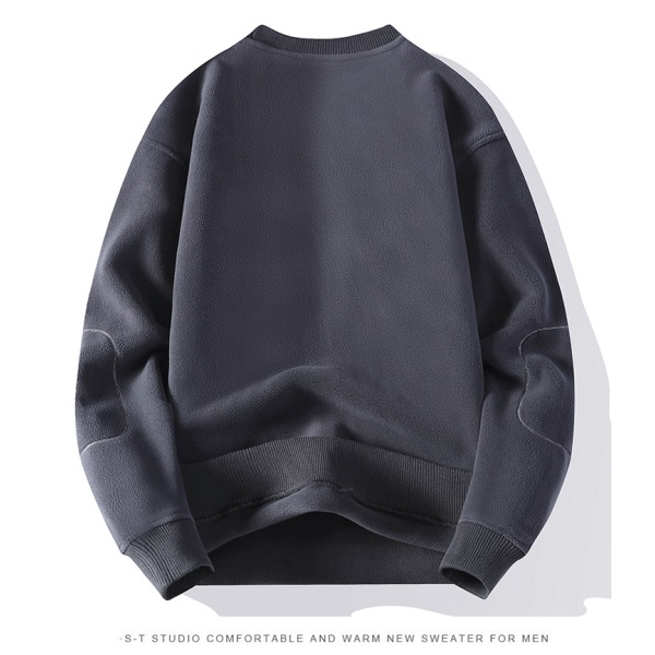 Tyk fløjls sweatshirt til mænd, dobbeltsidet østrigsk fløjls varm top, afslappet bundskjorte black XXXL