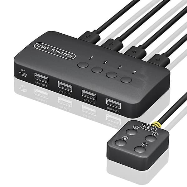 KVM-switch USB-switch Delad styrenhetsadapter 4 Ingångar 4 Utgångar för Laptop Dator Skrivare Tangentb
