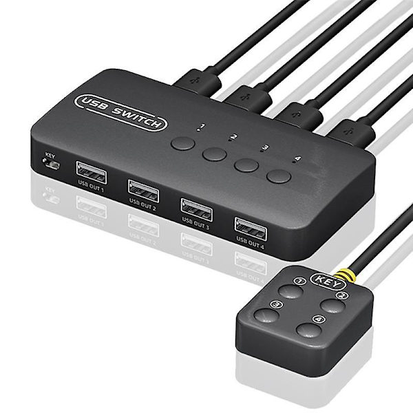 KVM Switch USB Switch Deling Controller Adapter 4 Indgange 4 Udgange til Laptop Computer Printer Tastatur