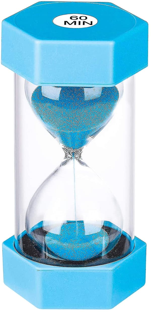 Timeglas Sand Timer 60 Minutter: Plastik Sandur, Kæmpe Blå Sandur, Arena 60 Min