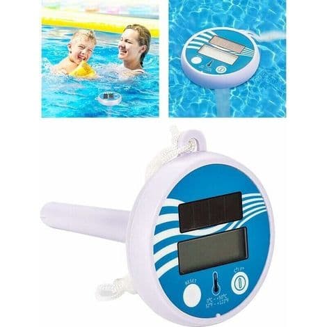 Pooltermometer, Vattentermometer, Soldriven Digital Termometer, Temperaturmätare med Snöre för Pool, Spa, Badkar