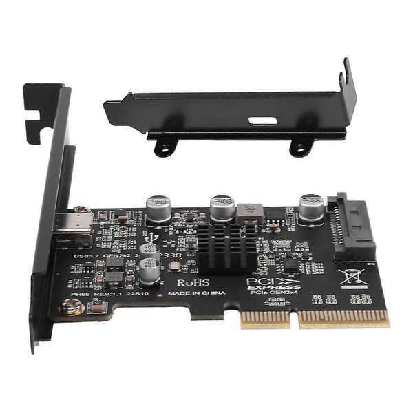 USB PCIE-kort Typ C PCI-Express 4X till USB 3.2 Gen 2X2 (20Gbps) ASM3242 Chipset för 8/10/Linux