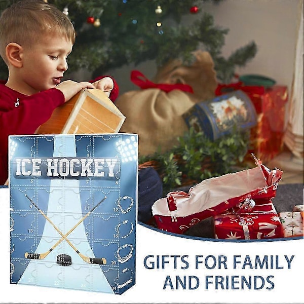 Ishockey Adventskalender 2024 för Barn & Familj, 24 Dagar Julnedräkningskalender med Samlarfigurer Sportgåva