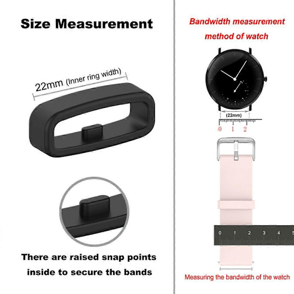 Svarta Loop-armband kompatibla med 22 mm klockarmband, 10-pack Svart