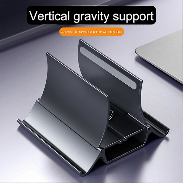 Bedste Automatisk Justerbar Skridsikker Silikon Laptop Vertikal Stativ Gravity Selvlåsende Opbevaring Desktop Computer Dock Til Ipad