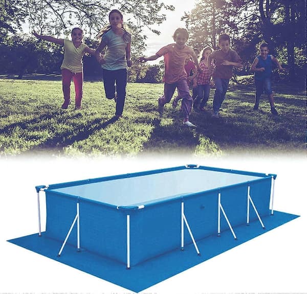 Poolgolvmatta, 500x300CM ovan mark poolmatta, hopfällbar rektangulär vattentät poolgolvmatta, poolgolvskydd