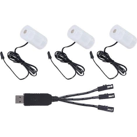 3-i-1 USB til C dummy batteristrømkabel for lommelykter, leker, stearinlys og gasskomfyrer - 1.5V versjon