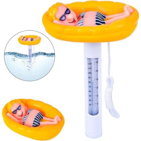Flydende termometer, flydende pooltermometer, tegneserie dyreformet vandtermometer med reb til indendørs og udendørs pools (termometer)
