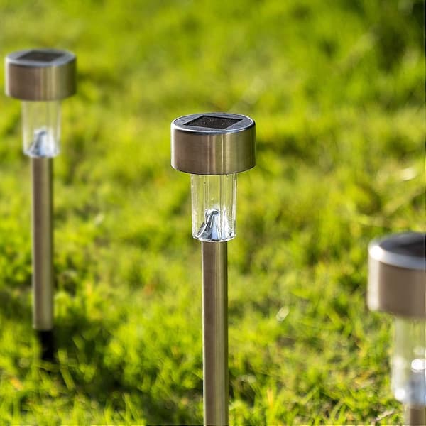 Solcellelamper Udendørs Have LED Landskab / Sti Lys Pakke Lamper Rustfrit Stål - 12 Hvid