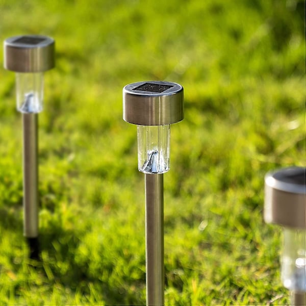 Solcellelamper Utendørs Hage LED Landskap / Sti Lys Pakke Lamper Rustfritt Stål-12 Hvit
