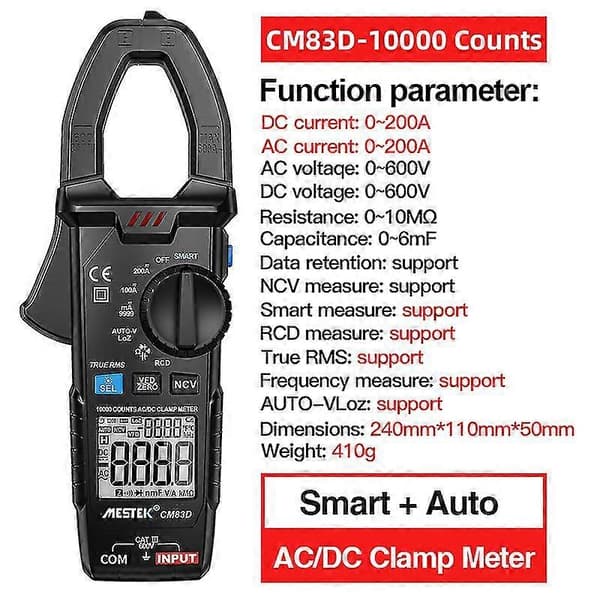 CM83D Digitaalinen virtapihtimittari AC-jännite 0-600V True RMS Suuri tarkkuus Kapasitanssi NCV-virtapihtimultimetri