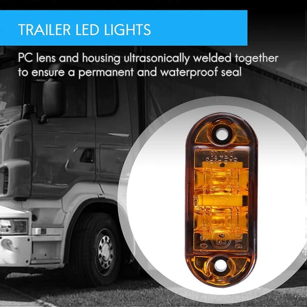 10X Gul LED 2.5 Tommer 2 Diode Lys Oval Klarering Tilhenger Lastebil Side Markeringslys
