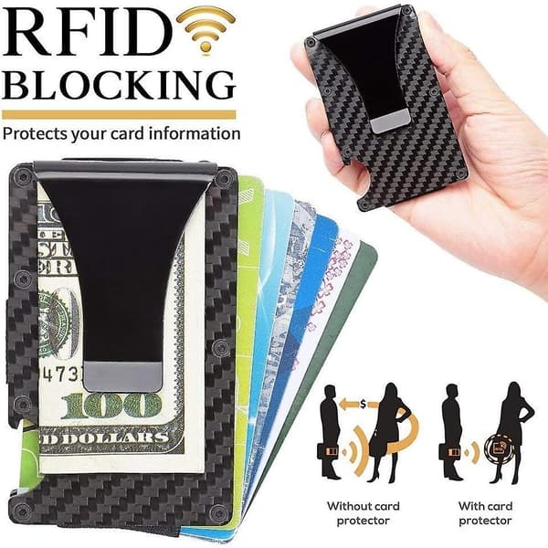 Minimalistinen Korttipidinlompakko Hiilikuidusta RFID-Estolla Ohut Metallilompakko