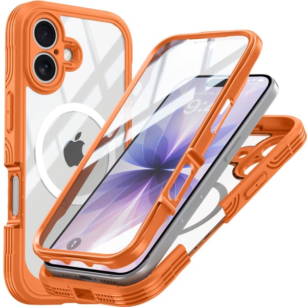 Orange 9H Tempered Glass Shockproof Case Compatible with iPhone 17 - Optimal Protection