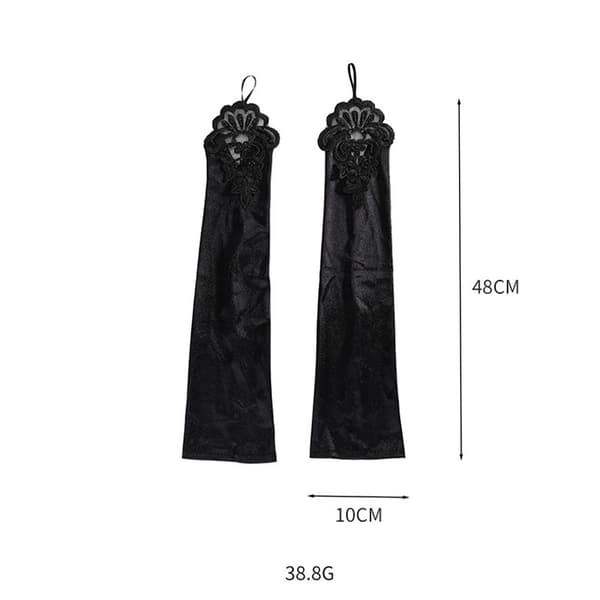 Elegante brudehandsker i satinblonde med perlebroderi Sort