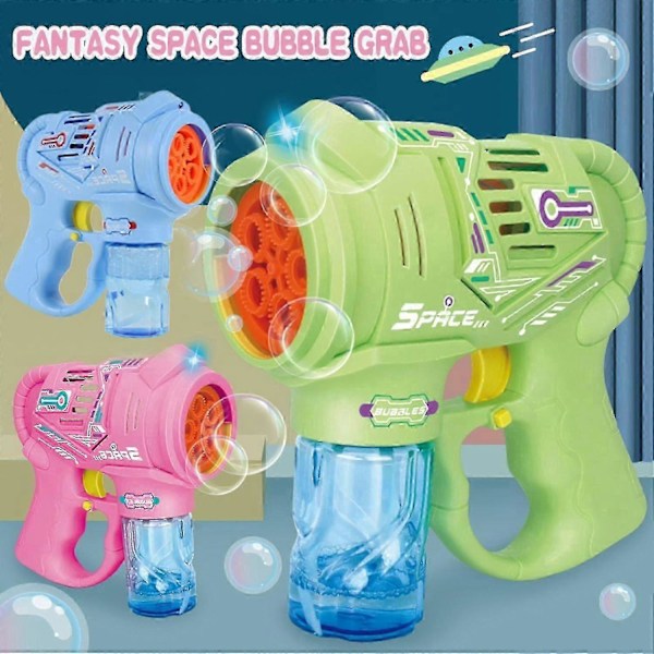 Yyh-automatisk Musik Boblemaskine Tegneserie Boblepuster Med 100ml Boblevand Sommer Børn Grøn