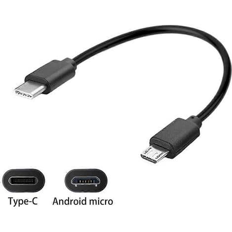 30 cm Micro USB hona till USB Typ C hane laddningskabel för telefon