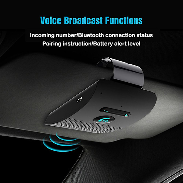 Bluetooth 5.0 -kaiutin Handsfree-autonäyttöön Langaton äänen vastaanotin Kaiutinpuhelin Kova MP3-musiikkisoitin Kaksoismikrofoni