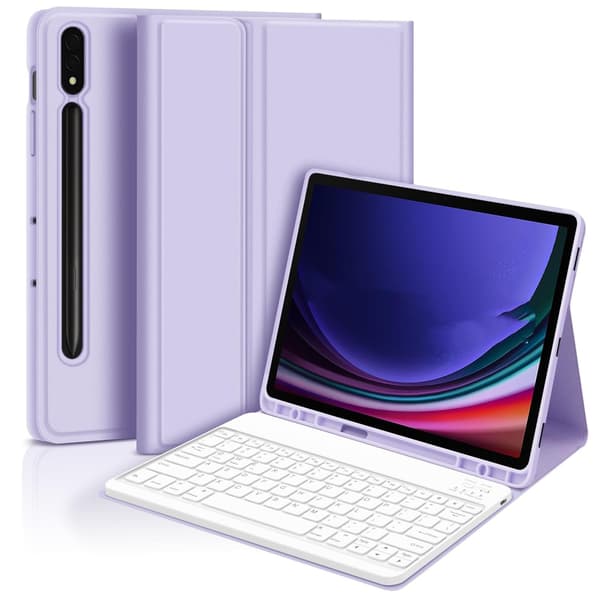 Purple Bluetooth Keyboard Case with Keyboard Compatible with Samsung Galaxy Tab S7 FE 5G 12.4 inch