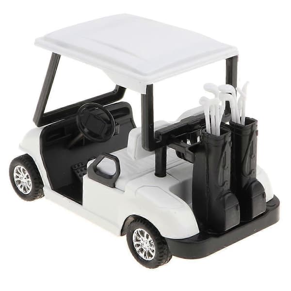 1:20 Skala Mini Legering Træk Tilbage Golfvogn med Køller Die-Cast Model Legetøj Hvid