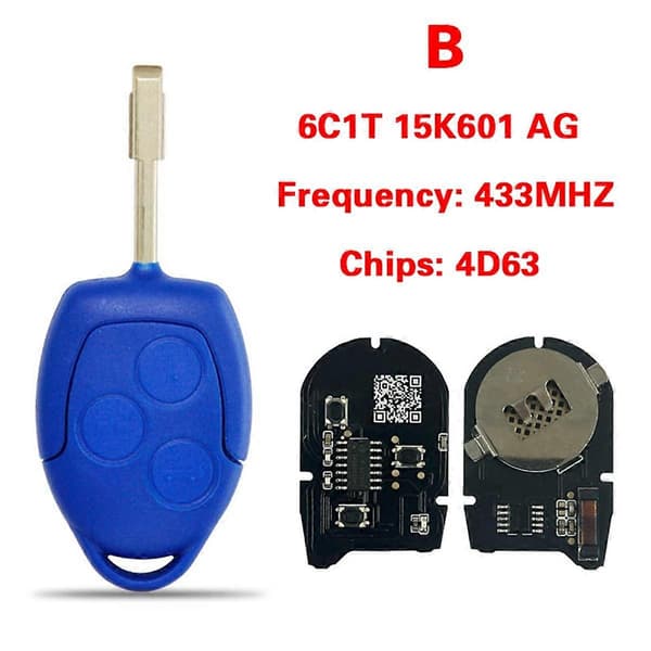 3-knaps Smart Nøgle 433Mhz 4D63 Chip 6C1T-15K601- til Transit 2006-2014 Tilbehør
