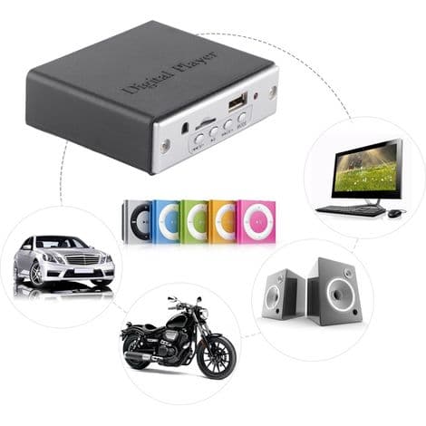 MP3-spiller med høykvalitets lydforsterker, dekoding og USB 2.0 fjernkontroll (svart)