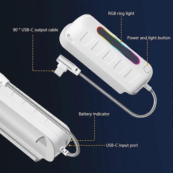 A8 5000mAh Batteripak Strømbank for Oculus Quest 2 VR Tilbehør - Hvit