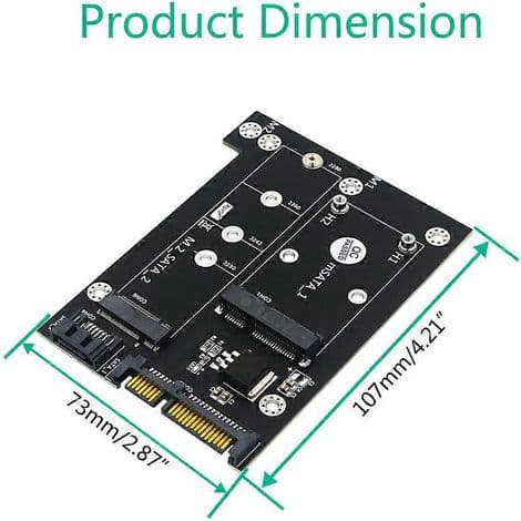Dobbel SATA 3.0-adapter for M.2- eller mSATA SSD-er, 2-i-1 NGFF-konverteringskort