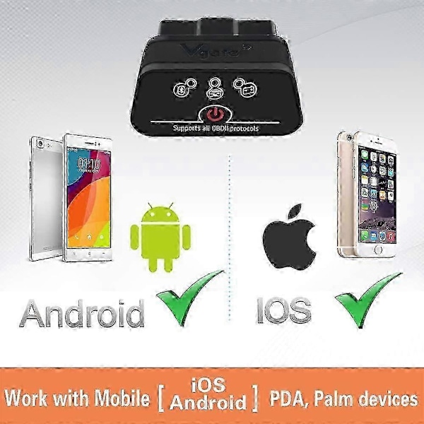 Obd Bluetooth, Icar 2 Ble4.0 Obd2 Adapter Diagnostiska Verktyg Bilkodläsare För Ios, Android Och Windows (Svart)