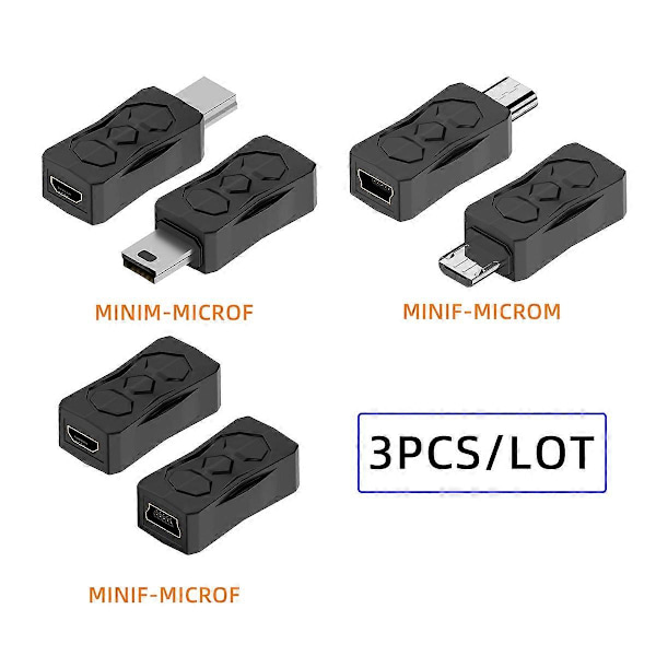 Type A U2-006-MM 3 stk. Micro USB 2.0 til Mini USB 5Pin Hann til Hunn Skjøte Data Strømadapter