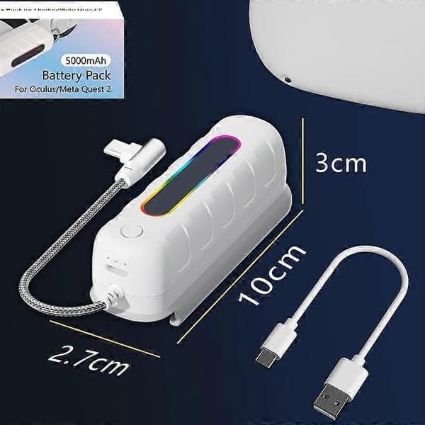A8 5000mAh Batteripak Power Bank til Oculus Quest 2 VR Tilbehør - Hvid