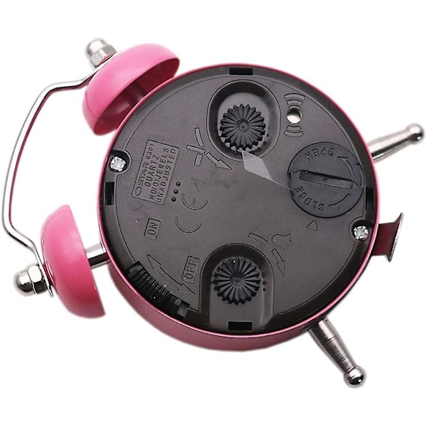 Mini vækkeur sød tegneserie rund bærbar metalur Familie rejse og eksamen alarm tikkende (pink)