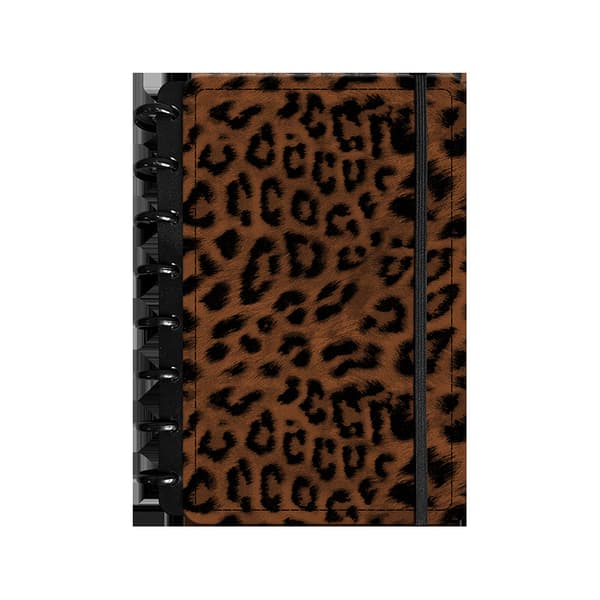 Notesbog - Løsbladet notesbog, tykt PU-læderomslag, kreativ notesbog, mødenotesbog - A5 - Leopardprint stil C