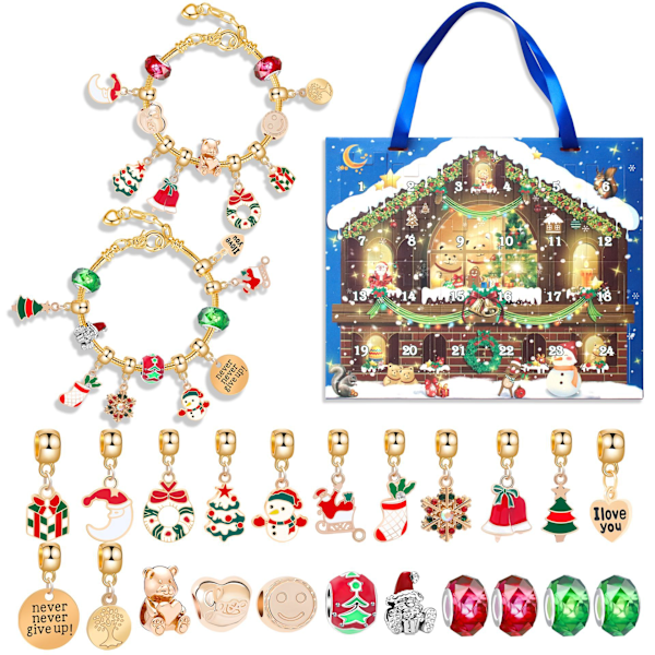 24-dagars julkalender med överraskningsklockor i blindboxar, DIY-armband för barn, presentask, färg: Jul M-13