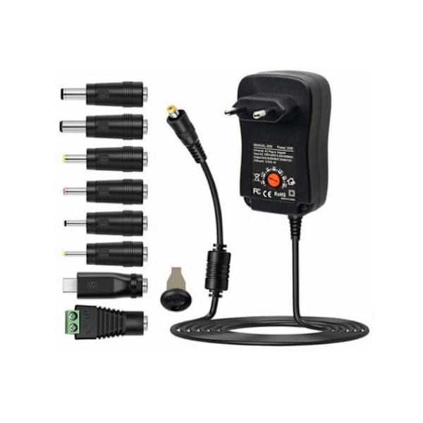 Universal 30W AC till DC-strömförsörjning med USB-port 5V 2.1A AC 3V till 12V Ström