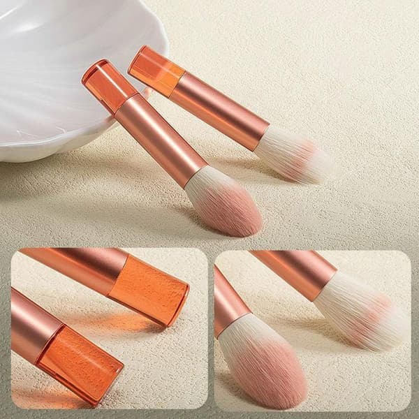 Makeupbørstesæt, 8 dele, bærbare rejsepudderbørster