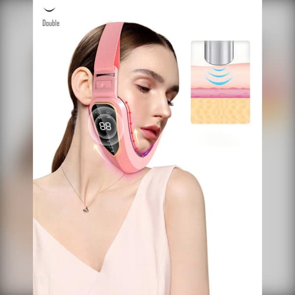 V-ansigtsløftende massager med 12 justerbare niveauer - mikrovibration og LED-lysterapi hvid