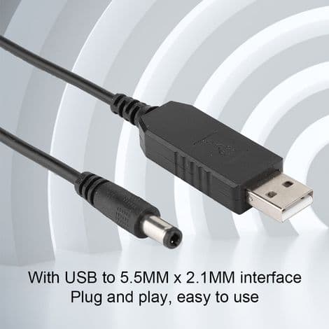 USB til 5,5 x 2,1 mm 5V/12V strømkabel, velegnet til bordlamper, routere, modemer osv.