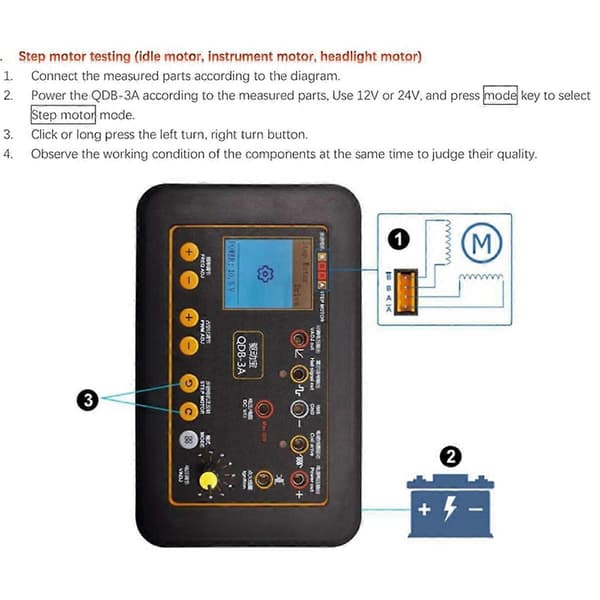 QDB 3A 12-24V Tændspole Test Injektor Tester Bil Aktuator Fejldetektor Stepmotor D
