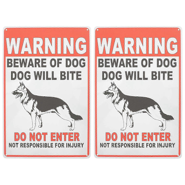 2 st Varning för Hund Skylt Metall Varning Hund Skylt Varningsskylt Trädgård Gård Hund Varningsskylt