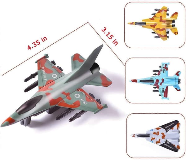 Flygplansleksakssats Die Cast Metall Militära flygplan för barn pojke Pullback planmodell Pack med 4