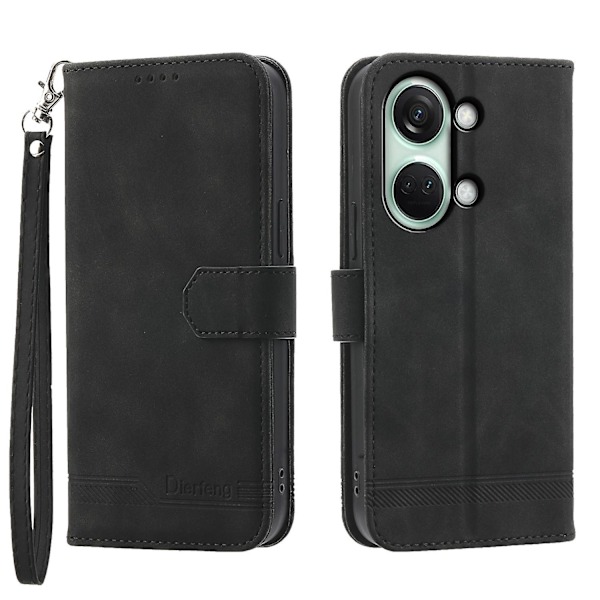 Flip Cover for OnePlus Nord 3 5G/Ace 2V, Linjer Trykt Lommebok Stativ Mobil Lærveske farge:Svart