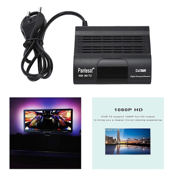 DVB-T2 HD 1080P Digital Dekoder TV Mottakersett