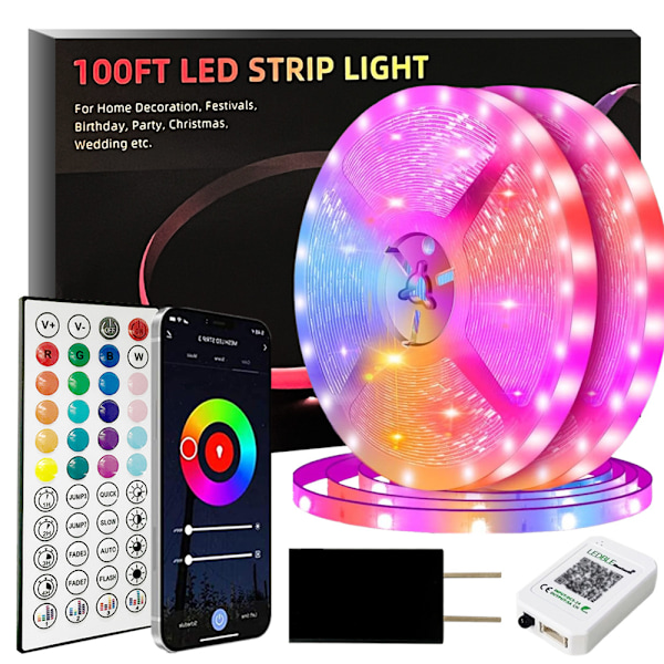 20m LED-lys Bluetooth RGB-lys LED-båndlys med 44 taster