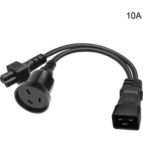 IEC320-C20 han til IEC320-C5 hun strømomformer kabel + AU, sort, 10A