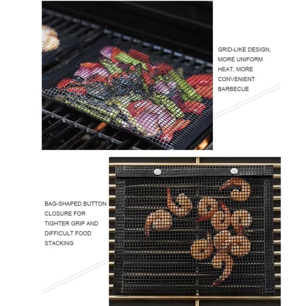 2 stk. Grillposer, Meshposer til Grilning Sort 22x27cm