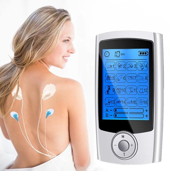 TENS-apparat EMS muskelstimulator med 16 massasjemoduser Sølv
